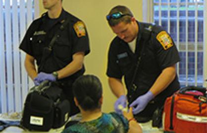 Engine 30 team members provide free blood pressure and glucose testing during Thursday’s ANC 7C meeting at Sargent Memorial Presbyterian Church 